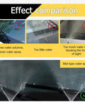 Effect comparison of mist type spray vs uneven water spray for Plug And Play Windshield Washer Nozzles Kit with Jet Sprayers.