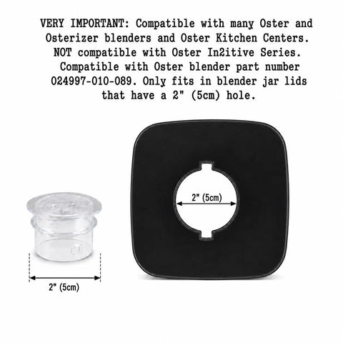 Blender Lid Filler Cap For Oster And Osterizer Jar Lids With 2 Inch Hole Made Of Clear Plastic Durable Replacement Seal