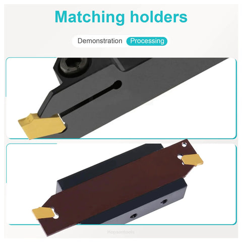 Heavy Duty Self Locking Carbide Inserts for CNC Lathe Grooving and Cut Off, 0.087 Inch Wide, 0.079 Inch Radius, PVD Coated