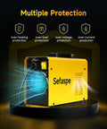 Dual Voltage Stick Welder With Digital Display And IGBT Inverter, 160A Arc Lift TIG Welding, yellow case with protection icons