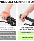 Comparison of bike handlebar grips showing Ergonomic No Slip Bike Handlebar Ends for MTB and Road Cyclocross Bikes Relieves Palm and Joint Pain