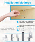 Mega Pack 150Pcs Shelf Pegs Set With 5 Styles Metal Shelf Pins Nickel Plated installation guide with hand demonstrating use