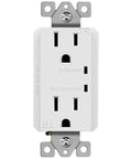 Front view of Surge Protector Receptacle With Grounding Indicator And Tamper Resistant Safety, 900 Joule Rating, 2 Pole 15A 125V UL Listed