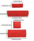 4 Piece Wood Graining Tool Set with pattern knurling showing four red tools with measurements for versatile texture application