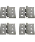 Beefed-Up 4 Inch Stainless Steel Folding Butt Hinges, 2-4 Pack, 6-Hole, Marine Grade Cast Stainless, shown in a set of four