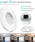 12 Inch 24W Dimmable LED Flush Mount Ceiling Light With Remote Control Color Temperature Adjustable push button view