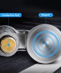 Close-up of Super Strong Magnetic Welding Head Ground Clamp With 300 Amp Capacity and 40 Kg Pull Off Force, showing conductive rod and magnet.
