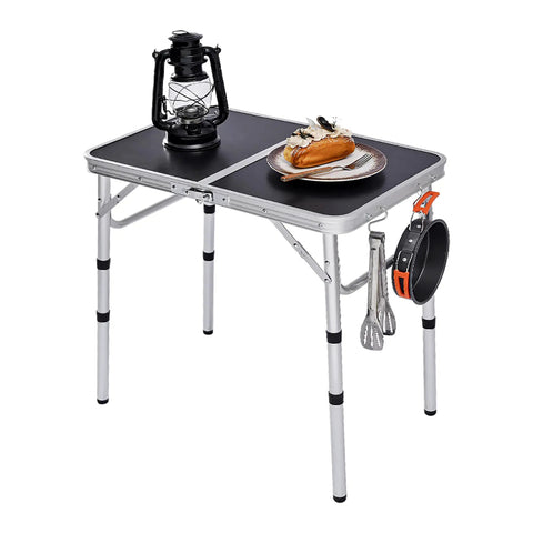 Lightweight Aluminum Folding Table With Adjustable Height And Carry Handle 16 By 24 Inch Portable Picnic Table For Camping And BBQ Easy To Fold