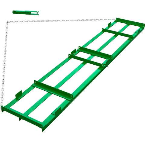 8ft Heavy Duty Drag Harrow For ATV UTV Yard Drag And Driveway Grader With 6ft Chain Gravel Leveling Tool Green Rust Resistant Coating