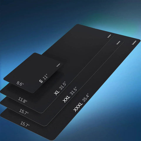 XL Large Gaming Mouse Pad With Ultra Smooth Surface And Non Slip Rubber Base, Washable Desk Mat, shown in size comparison.