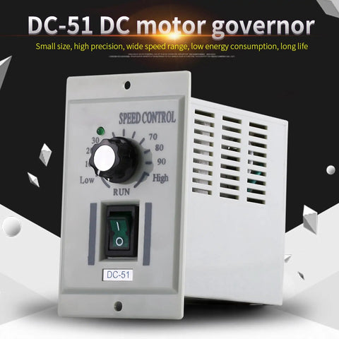 Front view of DC-51 High Precision DC Motor Speed Controller for Permanent Magnet Motors with adjustment knob.