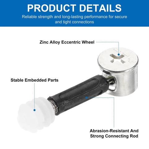 Pro Grade Furniture Connector Kit With Cam Lock Fittings And Cabinet Hardware Set Zinc alloy eccentric wheel and connecting rod