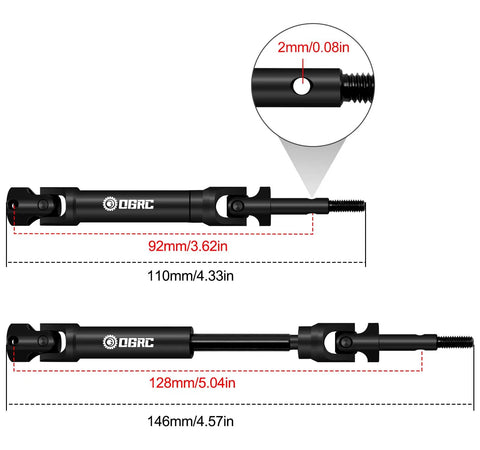 Rear CV Driveshaft Upgrade For Traxxas Slash 4x4 And 2WD Stampede Rustler Nitro F150 Hoss RC Truck Carbon Steel Construction Durable Beefed Up Driveline For 1/10 Scale VXL, 110mm and 146mm