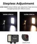 Dope Bi-Color LED Video Light With Softbox 3200K-5600K CRI95 81 LEDs showing light effects and stepless adjustment knob