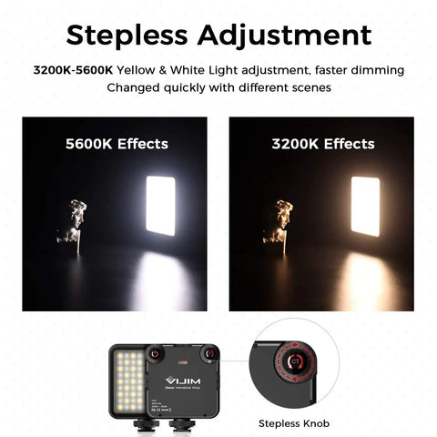 Dope Bi-Color LED Video Light With Softbox 3200K-5600K CRI95 81 LEDs showing light effects and stepless adjustment knob