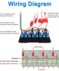 Wiring diagram for Beefy Eight Gang Waterproof Marine Rocker Switch Panel With Dual USB Ports And Cigarette Lighter Digital Voltage Display.