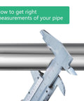 Caliper measuring pipe diameter with text 'How to get right measurements of your pipe'