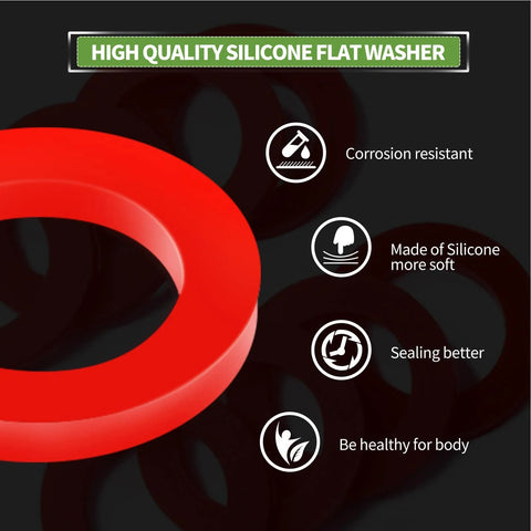 Red silicone garden hose washers, 30 pcs, for 3/4-inch hoses and 5/8-inch fittings