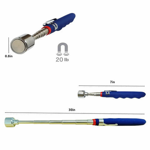 Extendable 31 Inch Telescoping Magnetic Pick Up Tool With Foam Grip And 90g Stainless Steel Handle, 20 Pound Suction