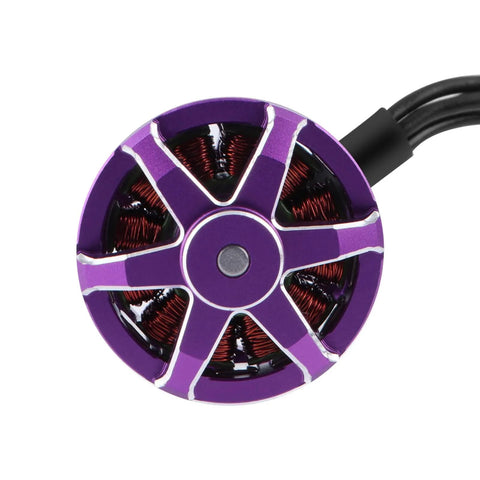 Top view of a 2500KV Brushless Outrunner Motor with purple casing for 1/24 RC Micro Rock Crawlers and Axial SCX24 Upgrades.