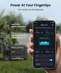 Hand holding smartphone showing control panel for Go-To Portable Power Station 1024Wh LiFePO4 Battery With 2000W AC Outlets And 4500W Peak