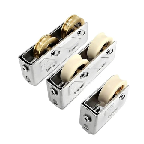 Four Pack Premium Stainless Steel Double Copper Wheel Pulleys For Smooth As Butter Screen Doors And Windows With Built Tough Bearing Rollers