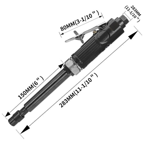 Sleek Pneumatic Air Hammer and Die Grinder for Engraving Metal and Stone Surfaces Compact Lightweight Build dimensions shown