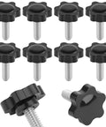 Durable Black Star Knobs With 1/4-20 Thread, Knurled Thumb Nuts For Mechanical Instruments And Umbrella Base Replacements