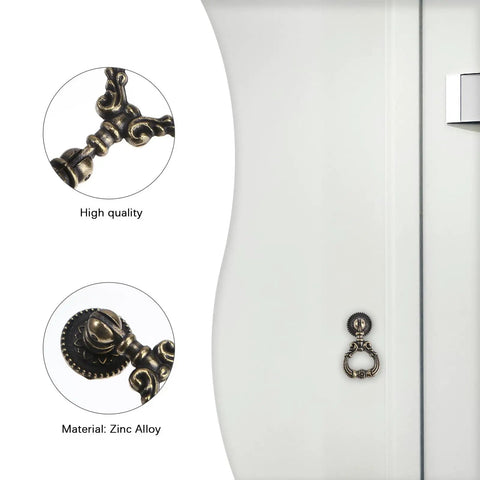 Retro Zinc Alloy Pull Ring Cabinet Handles 4 Pack For Cabinets And Cupboards, vintage drawer knob pulls on white door