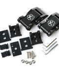 Heavy Duty Skull Hood Latch Set For Jeep Wrangler JL 2018 To 2024 And Gladiator JT showing steel latches, plates, and tools
