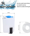 Universal Windshield Washer Pump Reservoir Kit 12V with 1.5L tank and hose, dimensions displayed, clear visibility on cars, trucks, SUVs