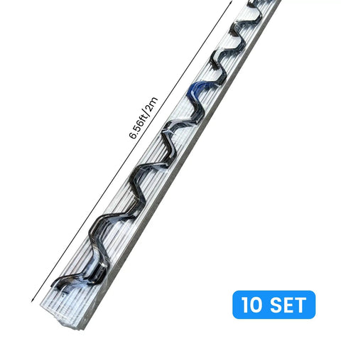 Six Point Six Ft Greenhouse Lock Channel And Spring Wire Set with PVC coated wiggle wire, aluminum U channel, 10 pack, 6.56 ft length