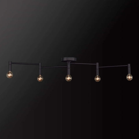 Tempo Foldable Track Lighting Bar With 4 Pivoting Joints In Matte Black Finish 5 Light Adjustable Track Light