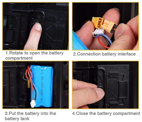 Battery insertion process for 1/14 Scale RC Wheel Loader Remote Control Toy Truck - 2.4GHz Front Loader Construction Vehicle