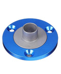 Premium Universal Aluminum Router Table Insert Plate With Heavy Gauge Ring for Kick Butt Performance and No Fuss Setup Works Flawlessly With Standard Drill Chucks 235X120X8Mm, blue top view.