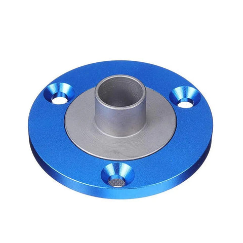 Premium Universal Aluminum Router Table Insert Plate With Heavy Gauge Ring for Kick Butt Performance and No Fuss Setup Works Flawlessly With Standard Drill Chucks 235X120X8Mm, blue top view.