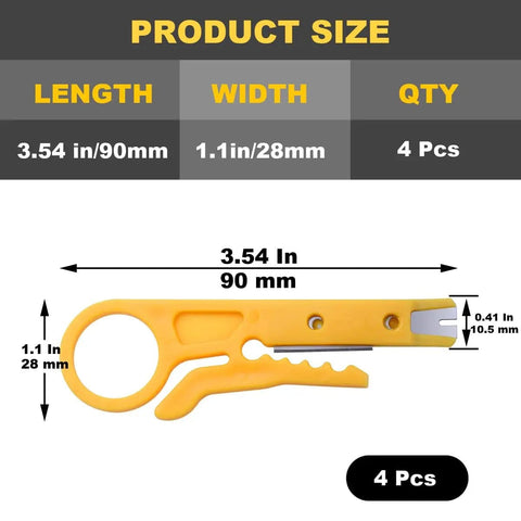 4 Pack Mini Wire Stripper And Crimping Tool Set For Network Cables Portable Punch Down Cutter dimensions 3.54x1.1 inches