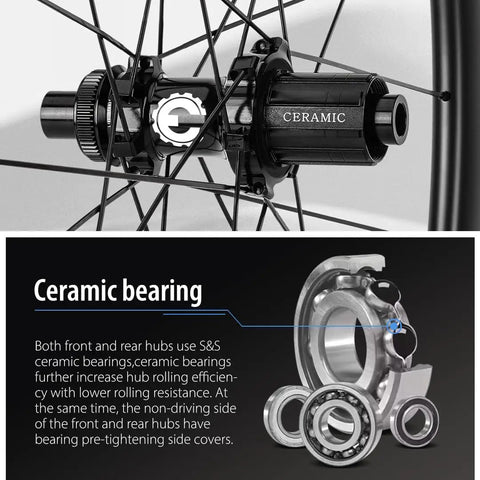 Tubeless Compatible Clincher Road Disc Carbon Wheelset 38mm Depth And 28mm Width Ceramic Bearings Center Lock Hub details