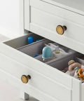 10 Pack Brushed Antique Brass Kitchen Cabinet Knobs Zinc Cabinet Hardware For Dresser Drawers on white dresser.
