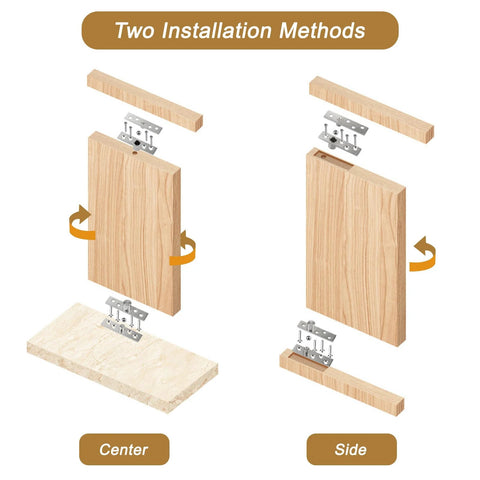2-Pack Heavy Duty Hidden Door Pivot Hinges for Bookcase and Cabinet Doors, Invisible Murphy Hinge Kit, two installation methods