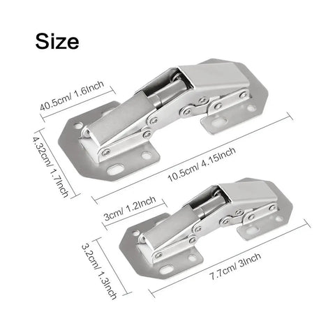 Hidden Hinge For Frameless Cabinets Surface Mount Concealed Door Hinge 2 Or 4 Piece Steel With Plated Finish dimensions
