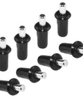 Set of 8 Heavy Duty Cabinet Door Repair Pins And Damper Replacement Clips, black plastic with silver shafts, 23.5 x 6.8 mm.