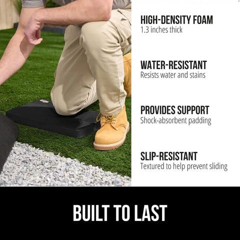 Person kneeling on Ultra Thick Foam Kneeling Pad With High Density Cushion For Crazy Comfortable Knees in garden setting