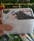 Hand holding box of Pro Grade Ribbon Mass Fiber Optic Fusion Splice Sleeve 40mm Heat Shrink Tube For Ribbon Cables 350 pack