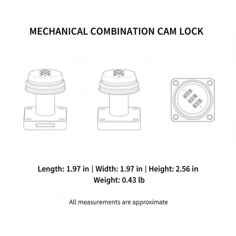 Diagram of Three Digit Mechanical Cam Lock For Drawers And Cabinets 1 Pack Gold Zinc Alloy Security Lock details