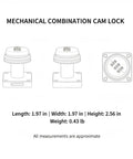 Diagram of mechanical combination cam lock with dimensions for Keyless Mechanical Cam Lock In Gold Zinc Alloy For Drawers And Cabinets 1 Pack Durable Battery Free Security For Home Office File Cabinets And Tool Chests