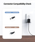Connector compatibility check showing round and USB-C ports for Sweet Upgrade 26V Replacement Charger For Cordless Vacuum Cleaner.