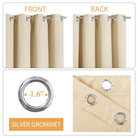 Seriously Insane 3 Layer Soundproof Curtains 84 Inch Blackout Drapes showing front and back, with silver grommet details.