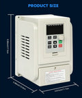 220V VFD Inverter 4KW 6HP 20A Variable Frequency Drive front view with dimensions for spindle motors and CNC machines