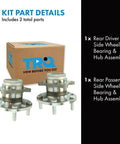 Rear Wheel Bearing And Hub Assembly Set 2 Piece Driver And Passenger Sides Beefed Up Direct Fit Easy Install for Hyundai